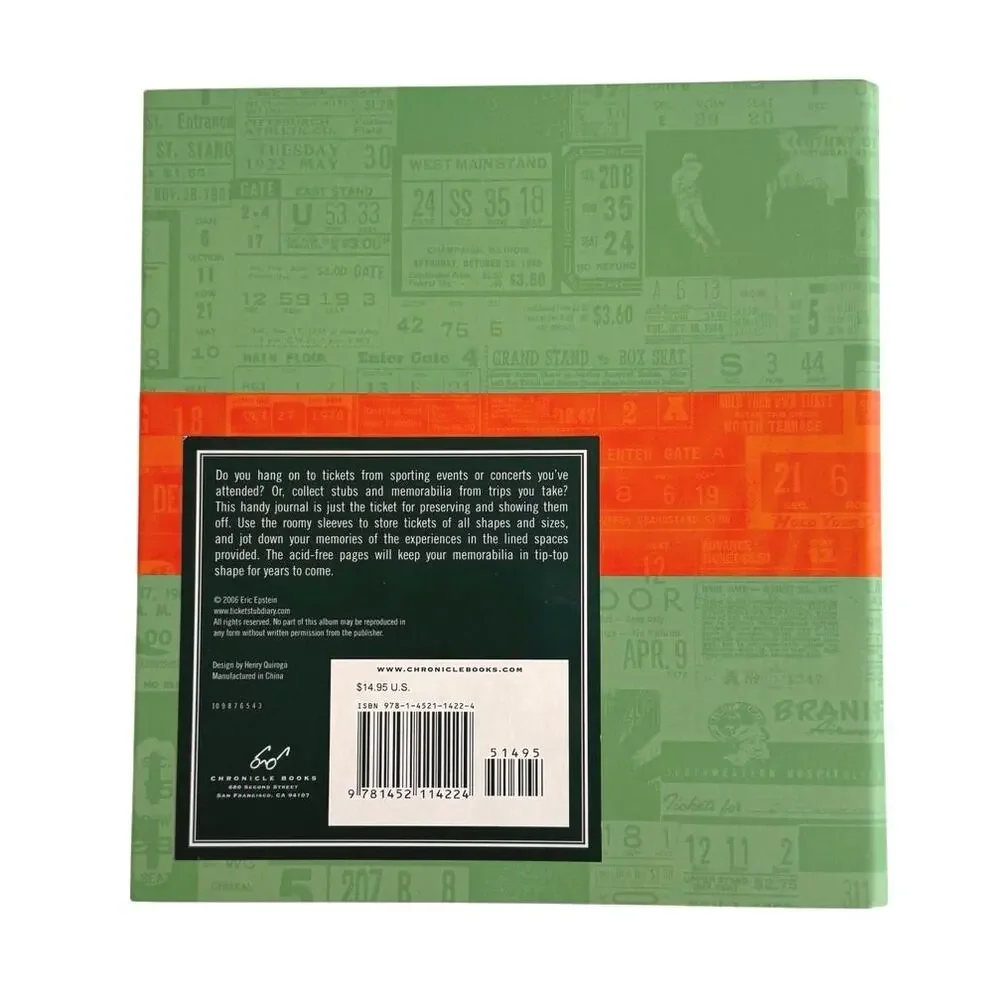 New without box Ticket Stub Diary by Chronicle Books